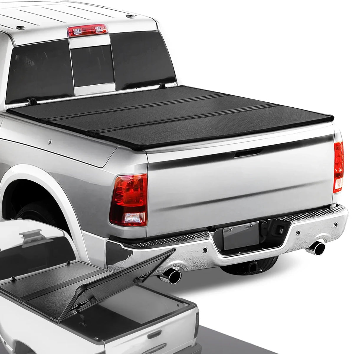 DNA Motoring TTC-HARD-028 For 2009 to 2022 Ram Truck 1500 / 3500 Fleetside 6.5Ft Short Bed Hard Solid Tri -Fold Tonneau Cover