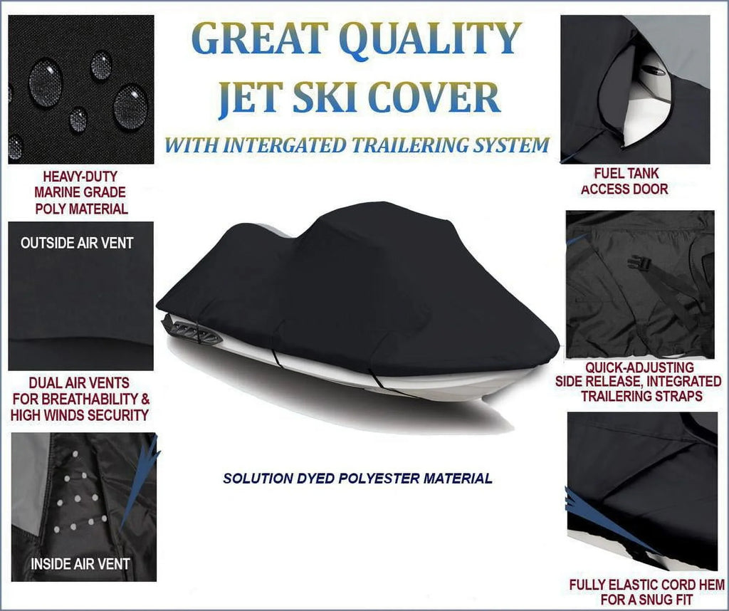 BLACK PWC 600D JET SKI Cover Compatible for Polaris SLXH 1997 1998 1-2 Seater