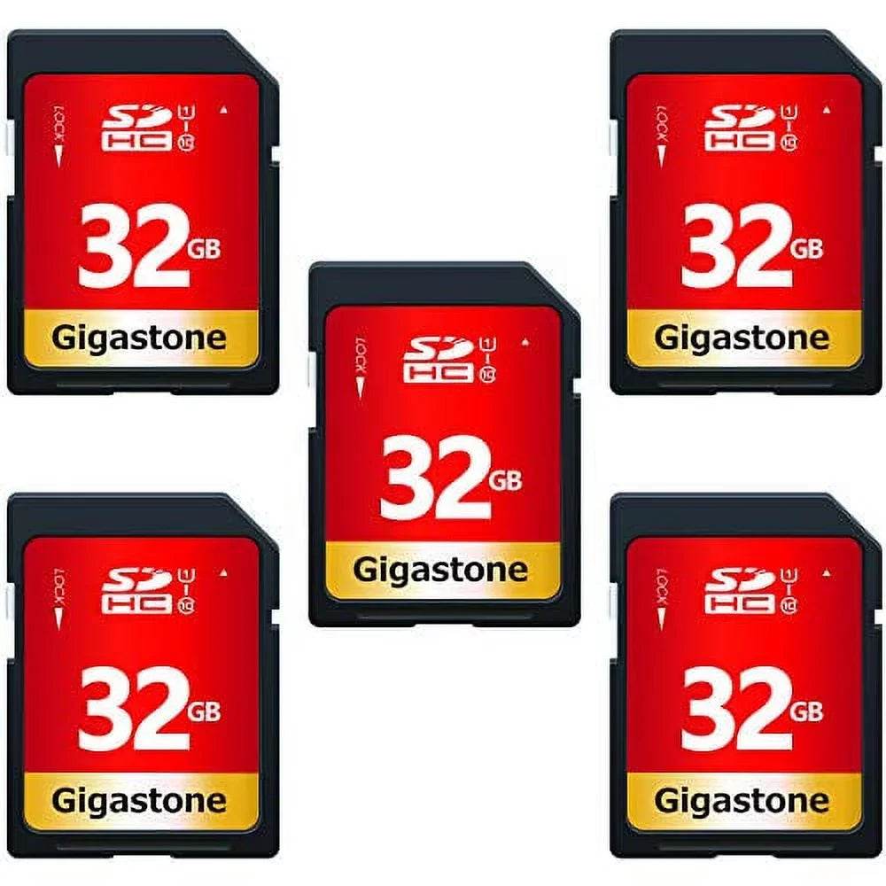 Gigastone 32GB SDHC Card Class 10 UHS-I U1 Up to 80MB/s Memory Card, 5 pack (5x32GB)