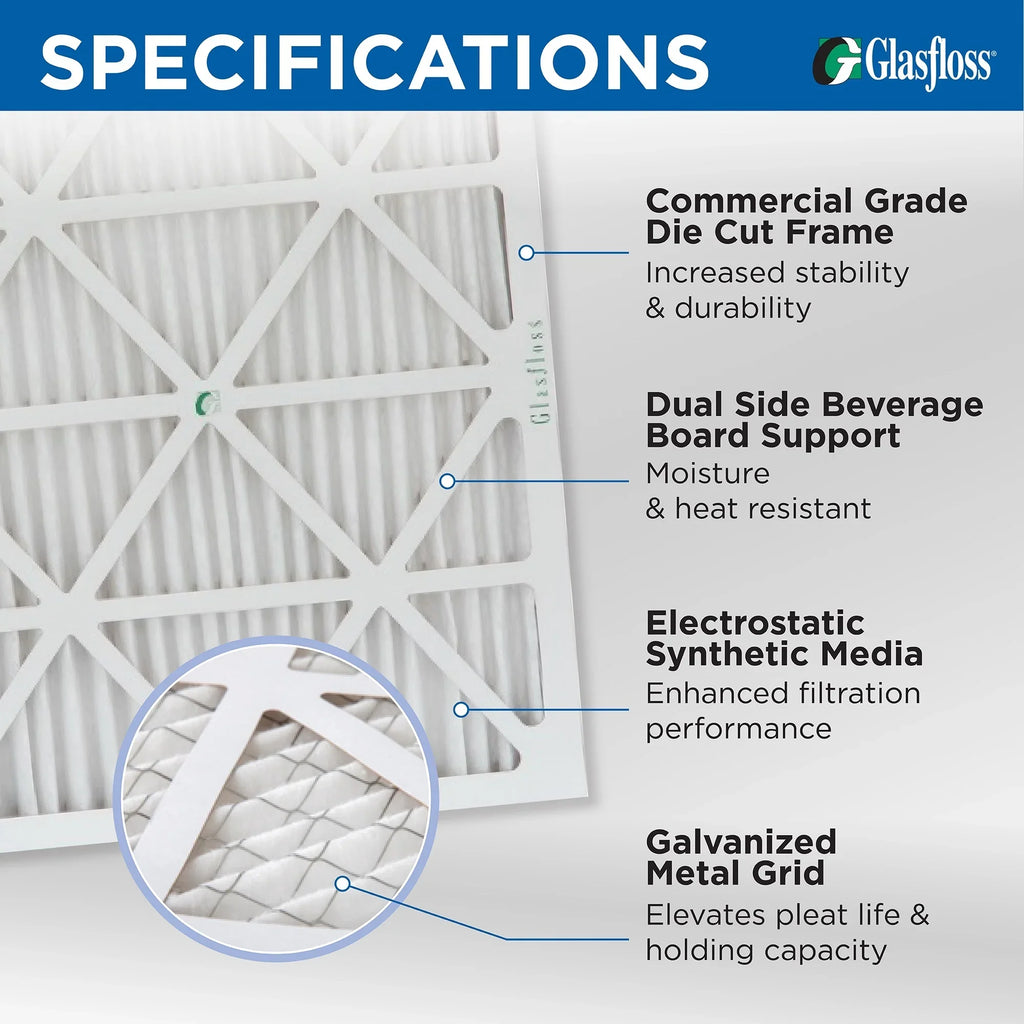 20x24x1 MERV 10 Pleated HVAC Air Filters by Glasfloss. ( Quantity 5 ) Exact Size: 19-3/8 x 23-3/8 x 7/8