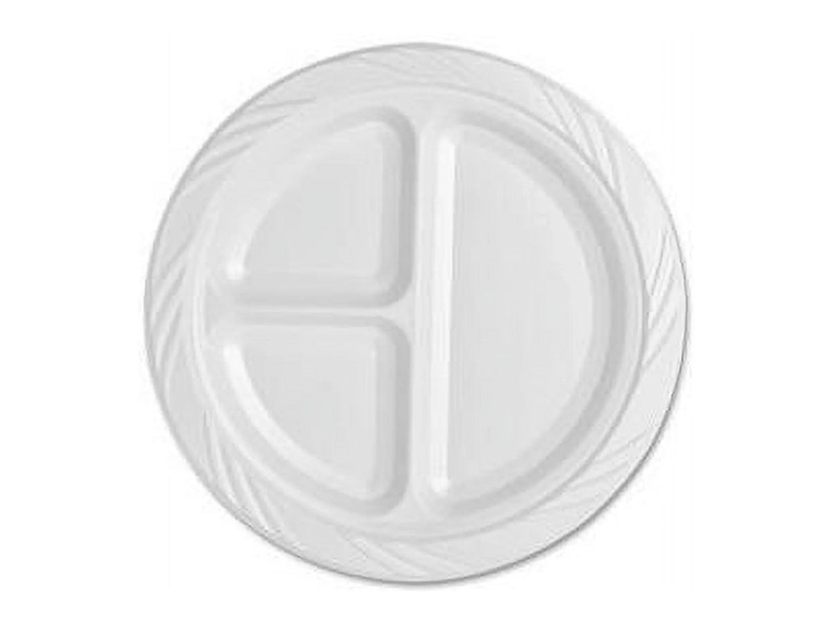 Genuine Joe 3-section Round Plastic PLatitudees, 9", 125 Pack, GJO10425