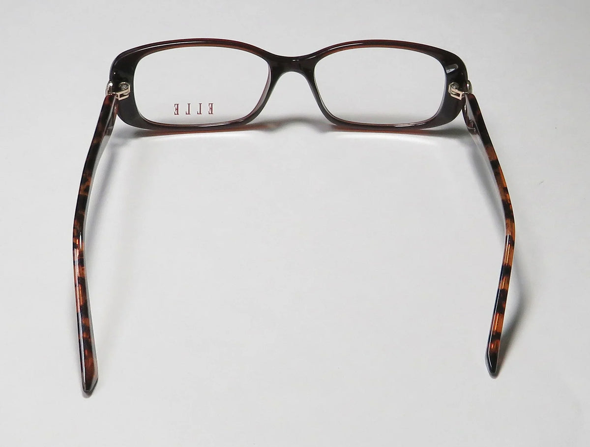 NEW ELLE 13428 WOMENS/LADIES RECTANGULAR FULL-RIM BROWN PREMIUM ACETATE PLASTIC DURABLE DESIGNER FRAME DEMO LENSES 52-16-135 EYEGLASSES/EYE GLASSES