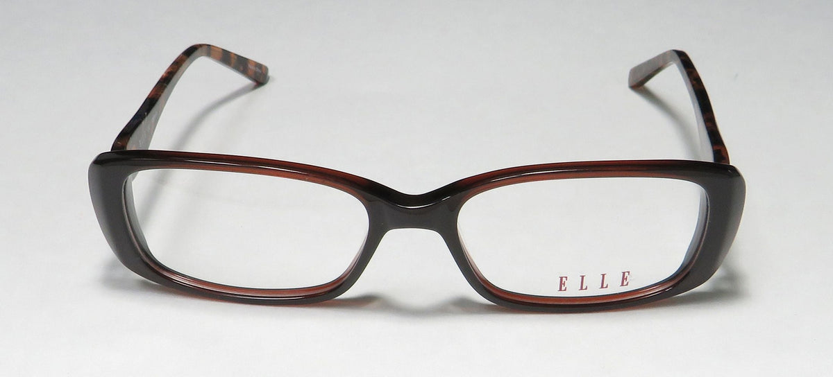 NEW ELLE 13428 WOMENS/LADIES RECTANGULAR FULL-RIM BROWN PREMIUM ACETATE PLASTIC DURABLE DESIGNER FRAME DEMO LENSES 52-16-135 EYEGLASSES/EYE GLASSES