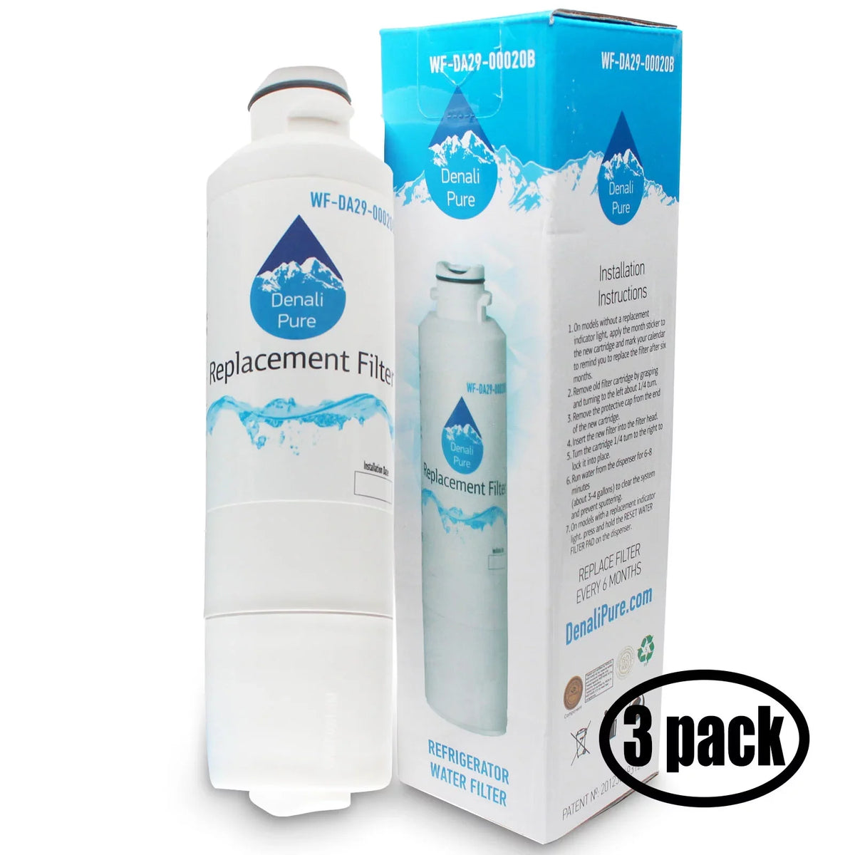 3-Pack Replacement for Samsung RSG307AAWP/XAA Refrigerator Water Filter - Compatible with Samsung DA29-00020B, DA29-00020A, HAF-CIN Fridge Water Filter Cartridge