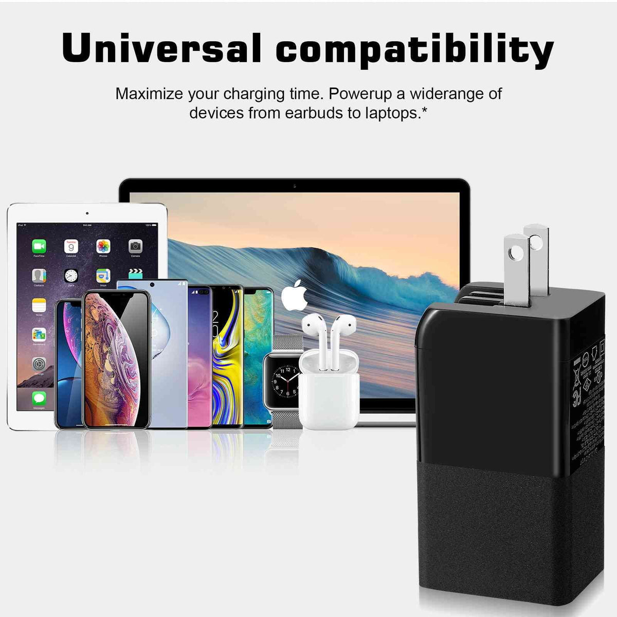 UrbanX 65W Fast Travel Charger with 3 Ports - USB & Dual USB-C - High-Speed Charging Compatible with Coolpad Cool S1, iPhone, Samsung Galaxy, Google Pixel, MacBook, Steam Deck, Laptops & Phones