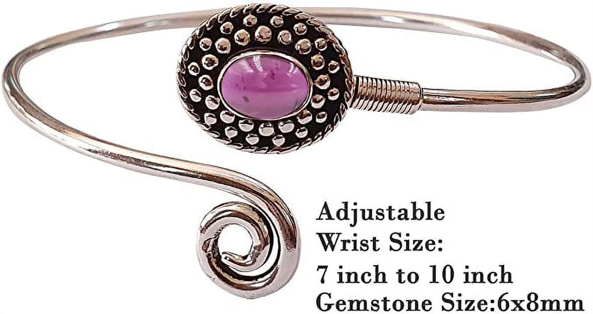 Handmade Cuff Bracelet For Women, Bohemian Tribal Design Silver PLatitudeed Natural Real Red Garnet Gemstone Modern Designer Fashion Bracelet, Party Boho Jewelry